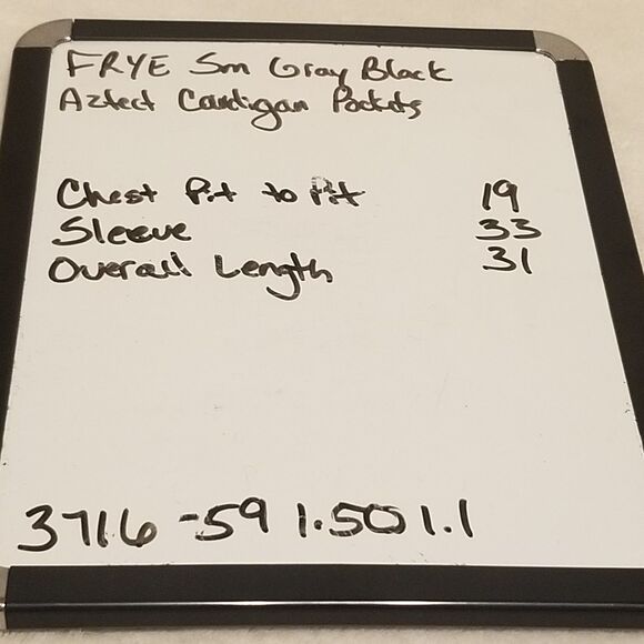 Frye Small Cardigan Sweater Gray Black Pockets Southwestern Aztec Western Ranch - Picture 8 of 9